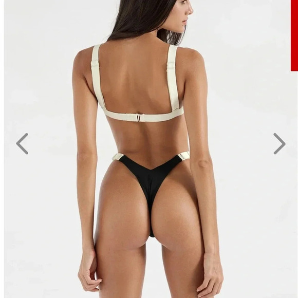 NWT OneOne Swimwear SET Bikini Cape Swimsuit Black White Marina Elena NEW Trendy - Picture 5 of 17